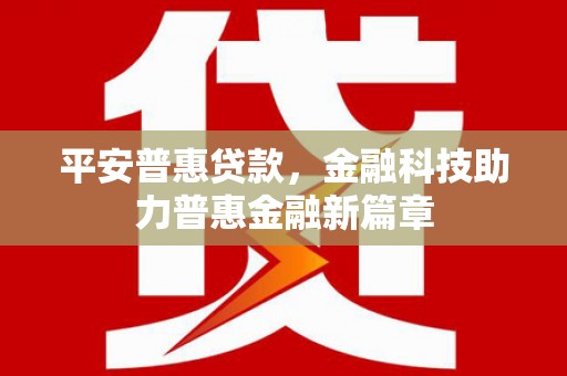 沈河平安普惠贷款，金融科技助力普惠金融新篇章