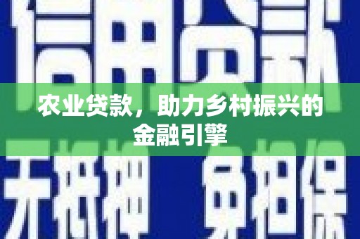 沈河农业贷款，助力乡村振兴的金融引擎