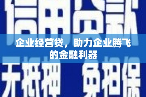 沈河企业经营贷，助力企业腾飞的金融利器