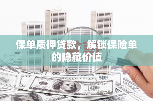 沈河保单质押贷款，解锁保险单的隐藏价值