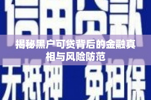 沈河揭秘黑户可贷背后的金融真相与风险防范