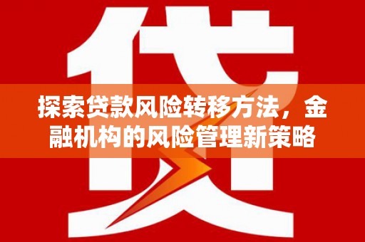 沈河探索贷款风险转移方法，金融机构的风险管理新策略