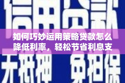 沈河如何巧妙运用策略贷款怎么降低利率，轻松节省利息支出