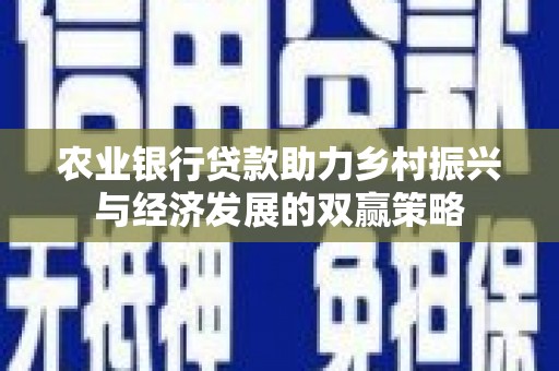 沈河农业银行贷款助力乡村振兴与经济发展的双赢策略