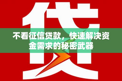 沈河不看征信贷款，快速解决资金需求的秘密武器