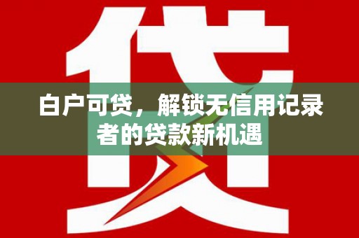 沈河白户可贷，解锁无信用记录者的贷款新机遇