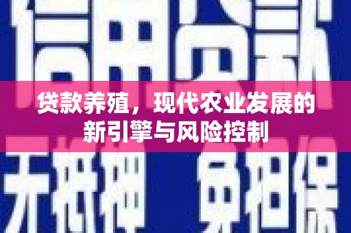 沈河贷款养殖，现代农业发展的新引擎与风险控制