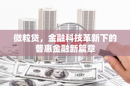沈河微粒贷，金融科技革新下的普惠金融新篇章