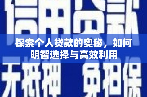沈河探索个人贷款的奥秘，如何明智选择与高效利用