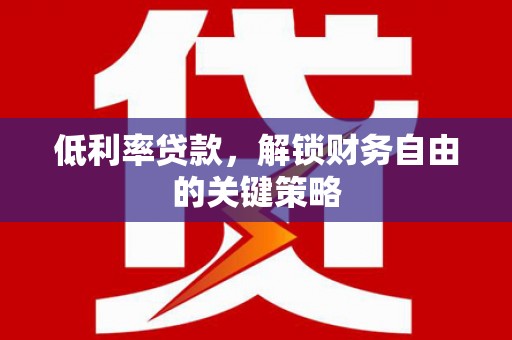 沈河低利率贷款，解锁财务自由的关键策略