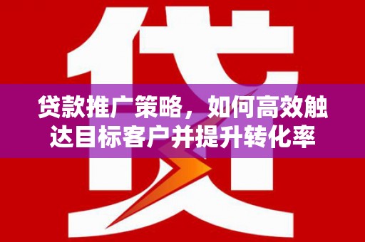 沈河贷款推广策略，如何高效触达目标客户并提升转化率