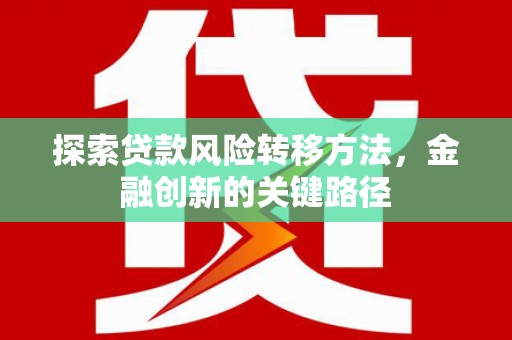 沈河探索贷款风险转移方法，金融创新的关键路径