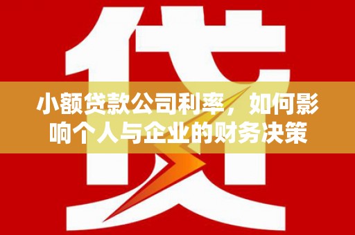 沈河小额贷款公司利率，如何影响个人与企业的财务决策