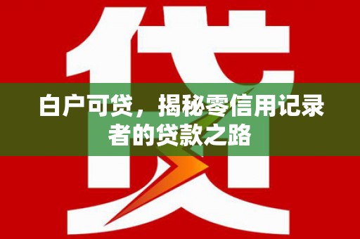 沈河白户可贷，揭秘零信用记录者的贷款之路