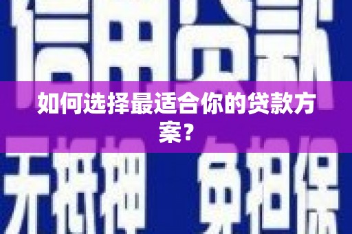 沈河如何选择最适合你的贷款方案？