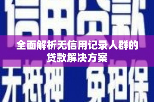 沈河全面解析无信用记录人群的贷款解决方案